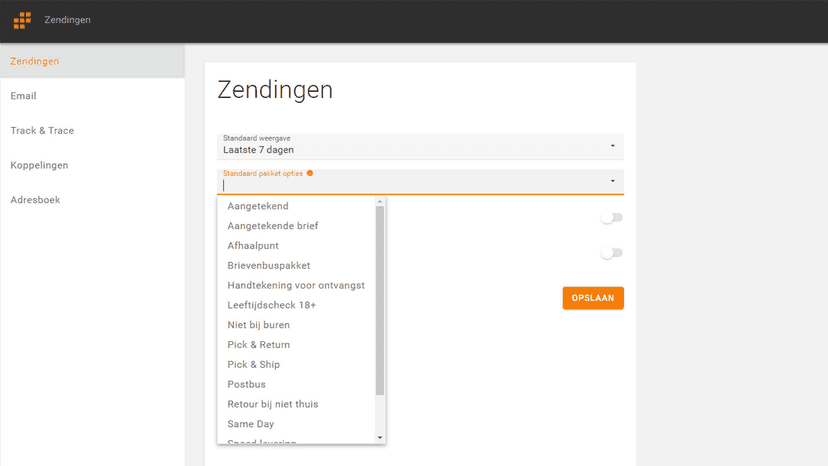 Lots of settings including standard shipping options.