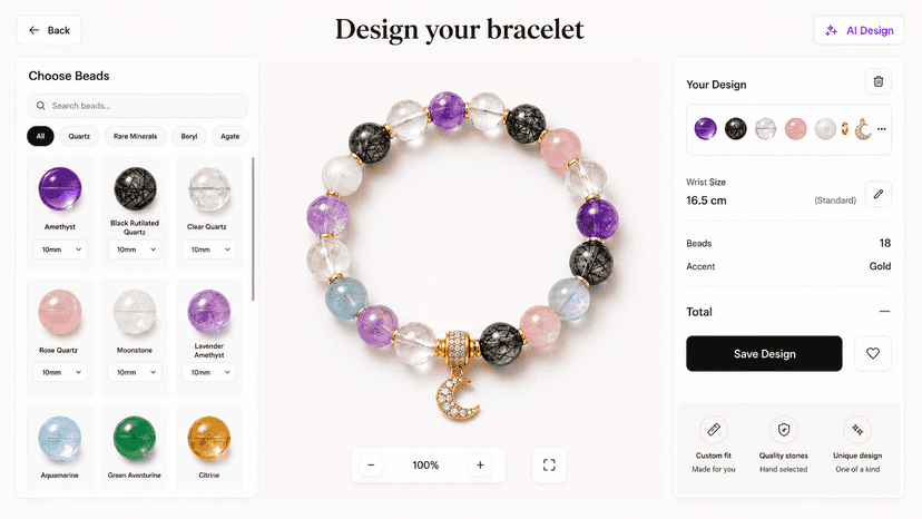 Bracelet customizer with bead catalog
