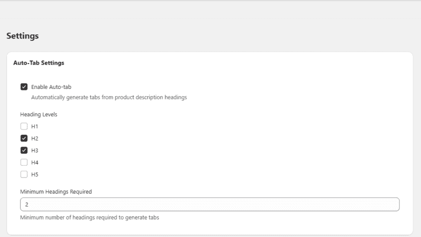 Auto-generate tabs based on headings in the description