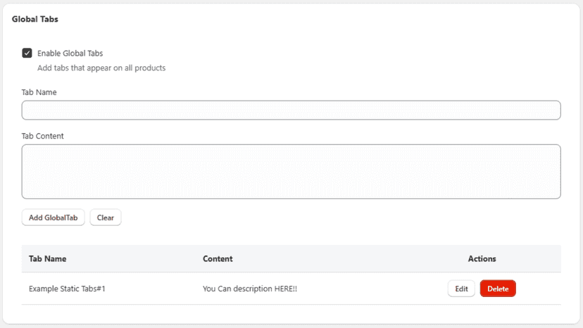 Create Global Tabs