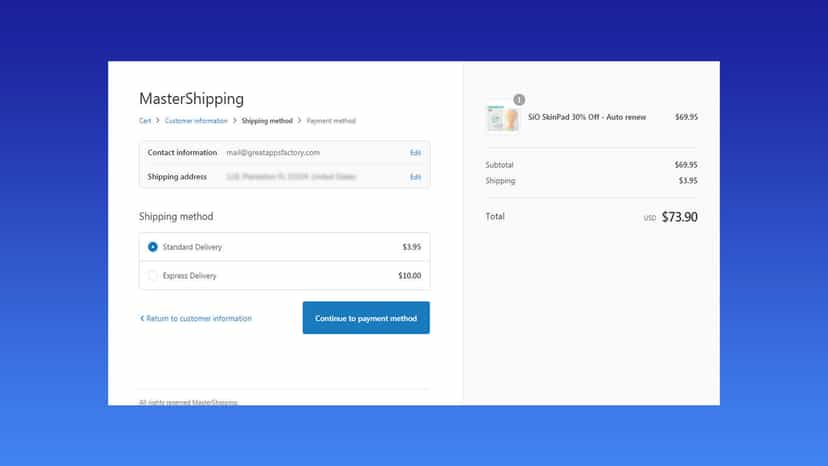 Standard shipping and Express shipping