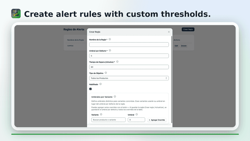 Create alert rules with custom thresholds.