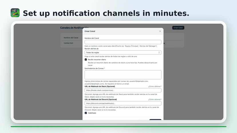 Set up notification channels in minutes