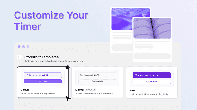Customizable templates and timer.