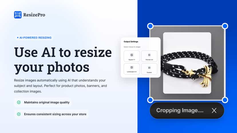 Resize tool automatically cropping product image with smart AI