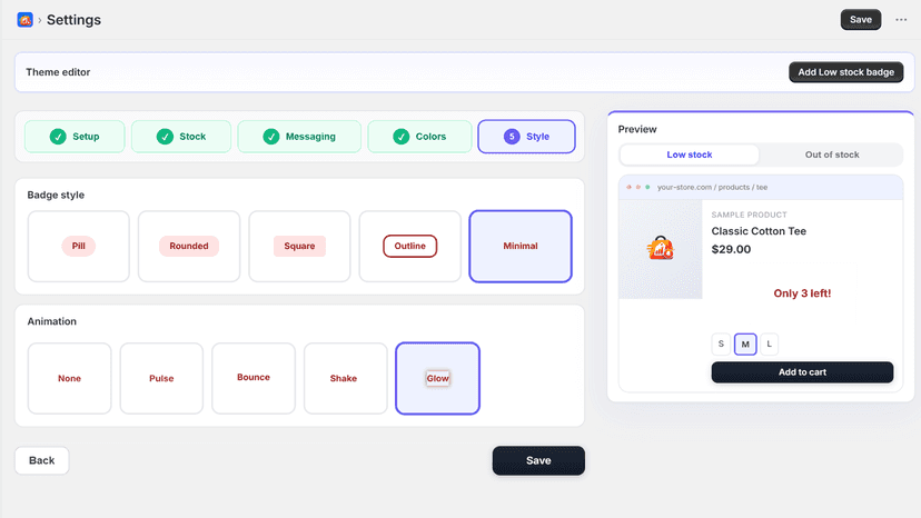 Fully customizable badge style