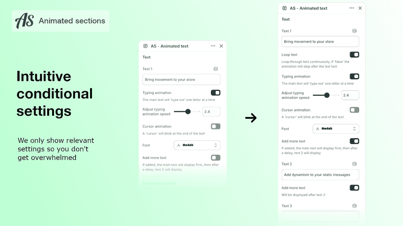 Intuitive conditional settings