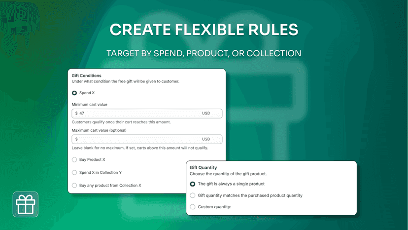 Set rules by cart value, product or collection conditions