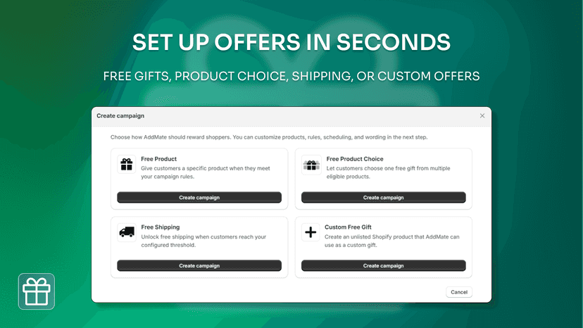 Create free gift or upsell campaign in Shopify store
