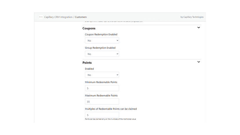 Admin Points Configuration