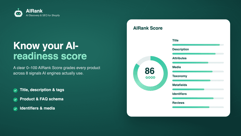 AIRank Score: AI SEO readiness score for your products