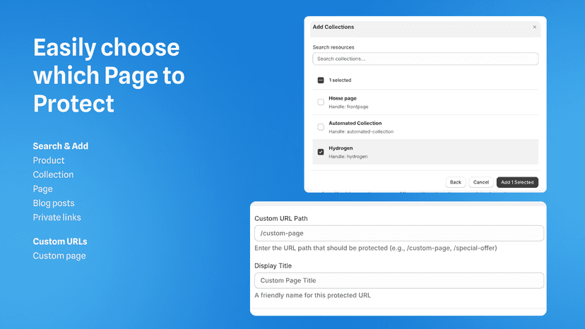 lock any page on shopify