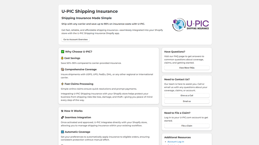 Welcome to U-PIC – Shipping Insurance Made Simple.