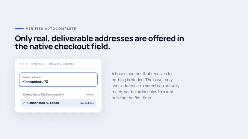 Checkout address suggestions, unreachable address hidden