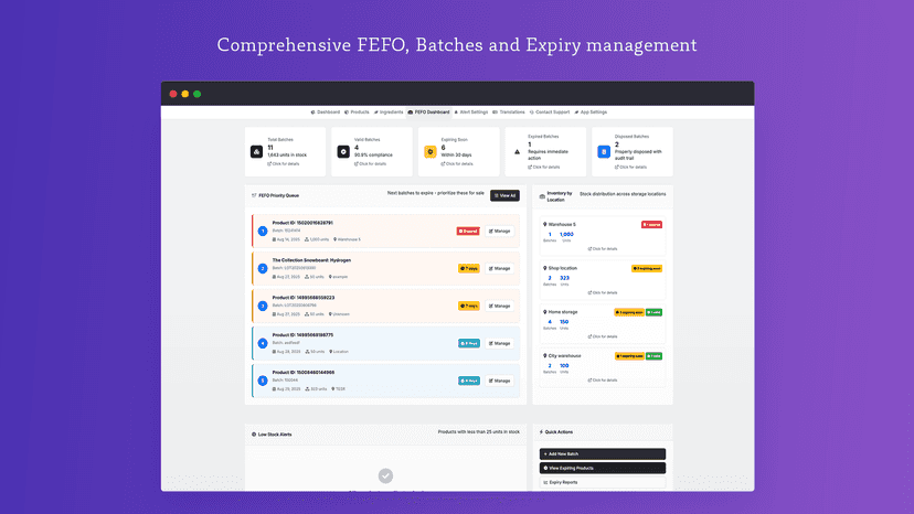 FEFO management - IngredientsPro & FEFO Manager app.