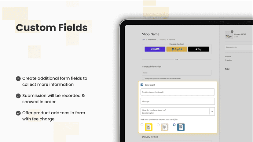 Creatively customize checkout page with Custom Fields