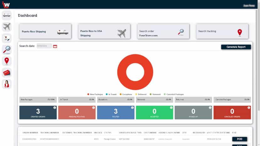 iwide's main page tracks entire delivery process.