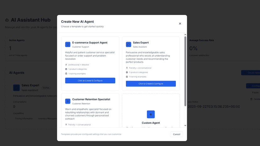AI Agent view from Evolvoom.io.