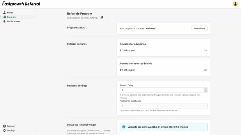 FastGrowth Referral‘s Admin - Program