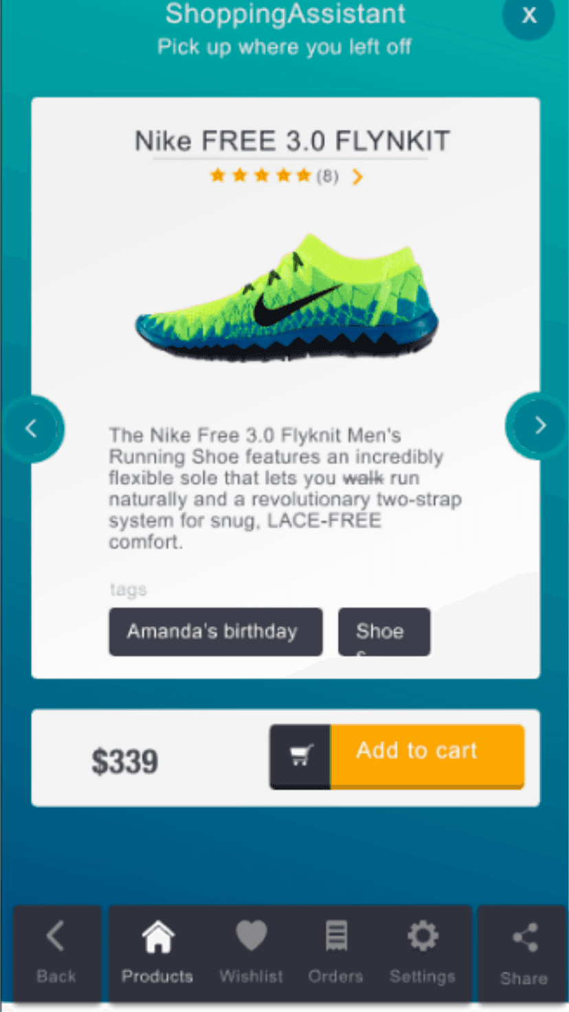 Product detail page