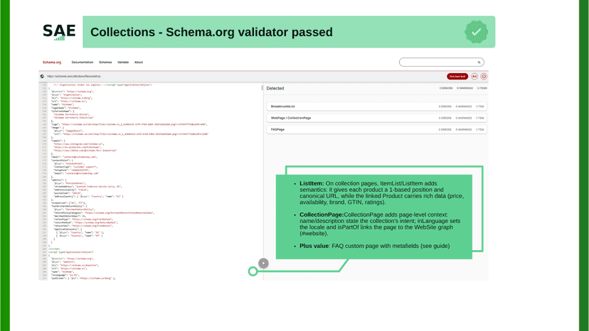 CollectionPage with ItemList: positions and product URLs
