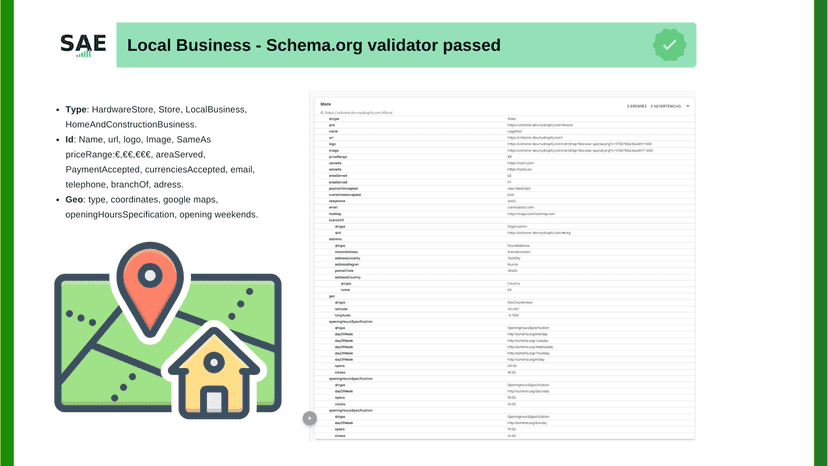 LocalBusiness: hours, address, lat/long, service area