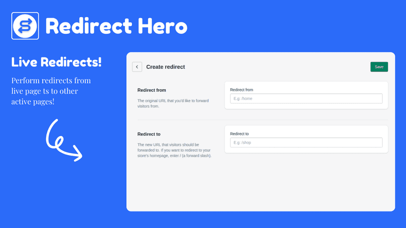 Redirect live pages to other active pages.