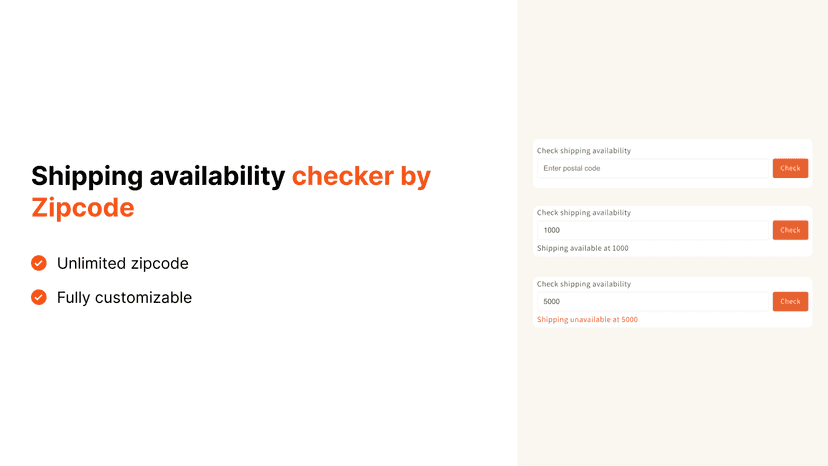 Shipping availability checker by Zipcode