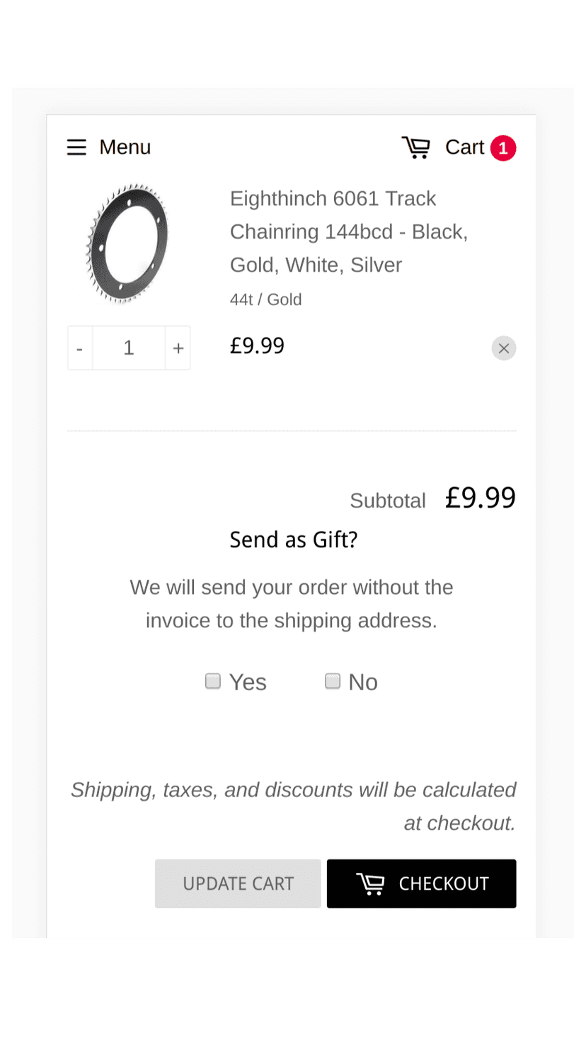 Mobile with in page setting enabled