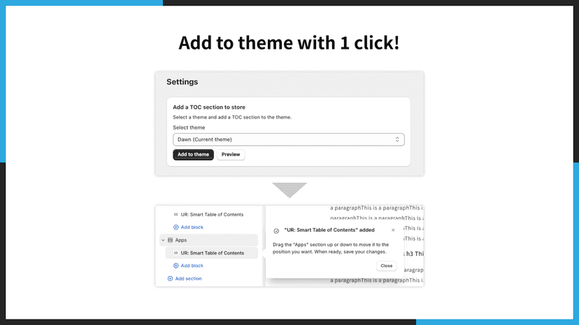 Add to theme with 1 click!