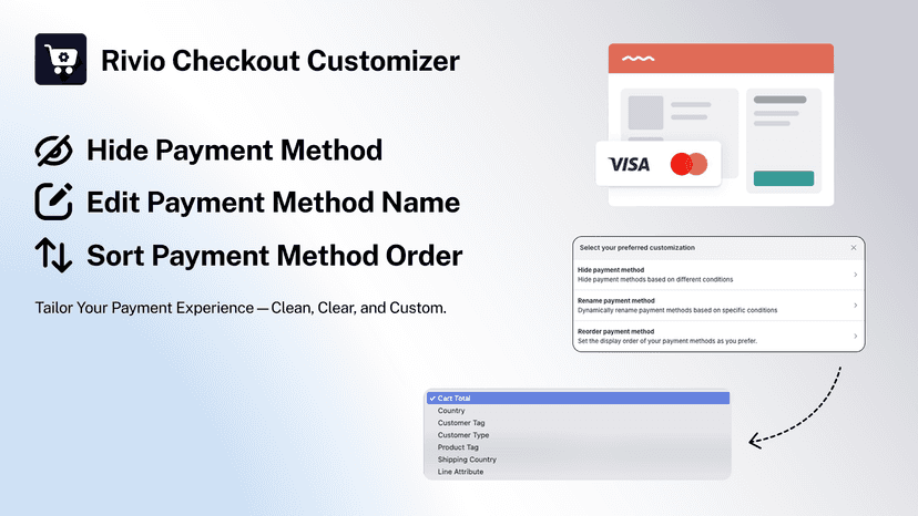 Customize payment methods: hide, rename, and reorder options