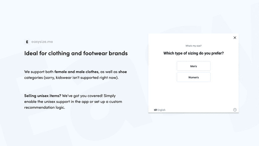 Ideal for clothing and footwear brands, including unisex
