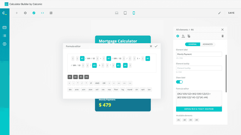 Use our Advanced Formula Editor to easily build complex formula