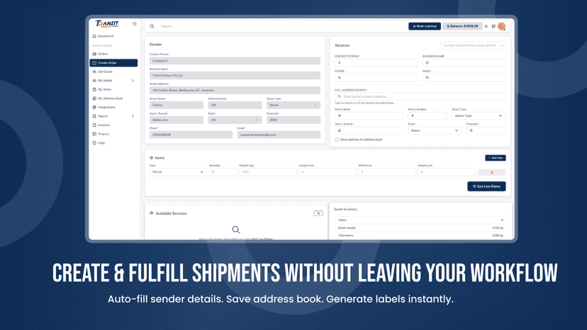Create & Fulfill shipments without leaving your workflow.