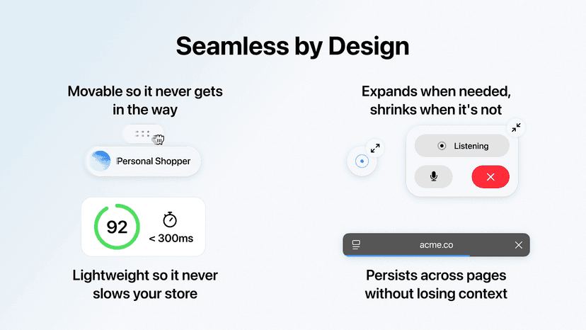 Movable widget, minimizable layout, fast load, page persistence