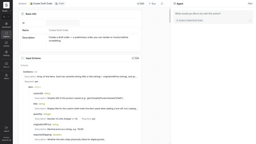 Create Draft Order Action