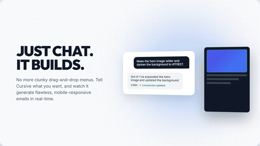 Chat prompt builds a responsive email design preview