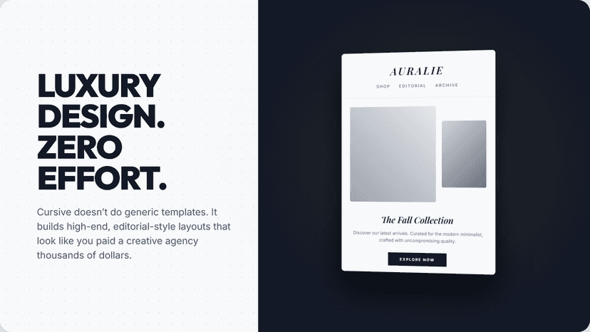Luxury email template generated without design work