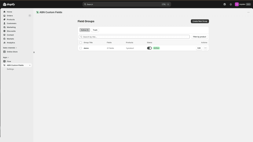 Create custom fields easily in the app dashboard.
