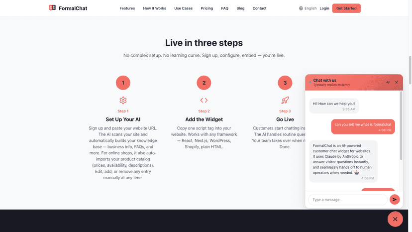 FormalChat Livechat AI Widget