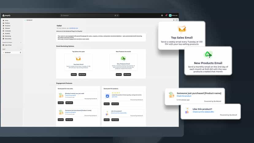 Builderall plugin: email automation and social proof popups
