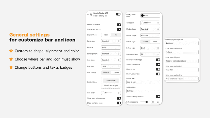 Bloqio Sticky ATC admin setup dashboard