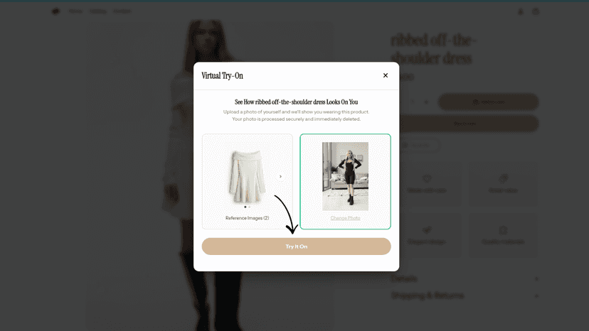 Customer photo uploaded and ready for virtual try-on