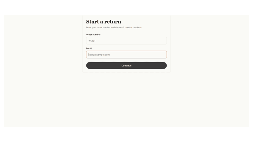Customers start a return in seconds — no email back-and-forth