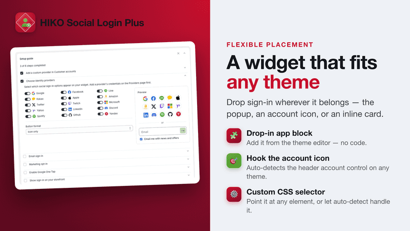 Flexible widget placement in the theme editor