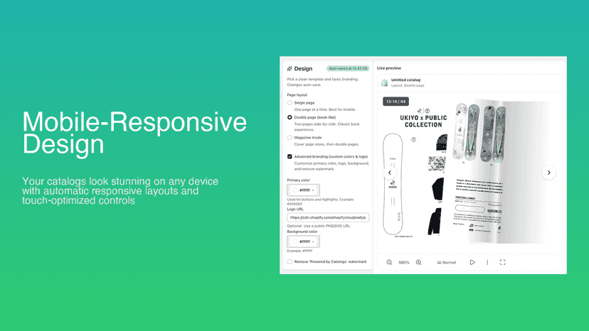 Mobile-responsive catalog design on multiple devices