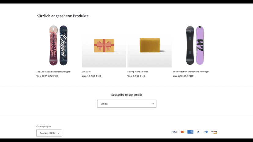 recently viewed products customer view