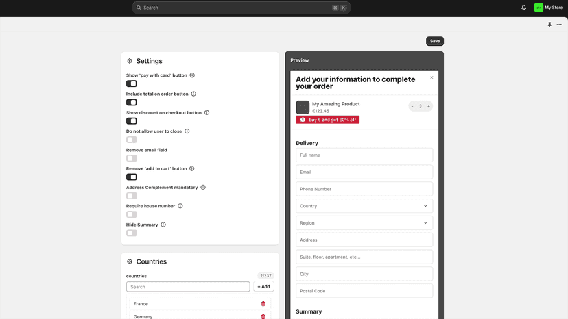 Setup a custom form for COD orders