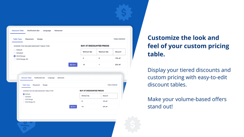 Customize the look and feel of your custom pricing table