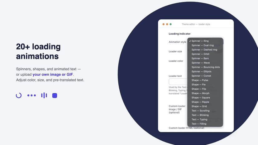 shape, color, text options